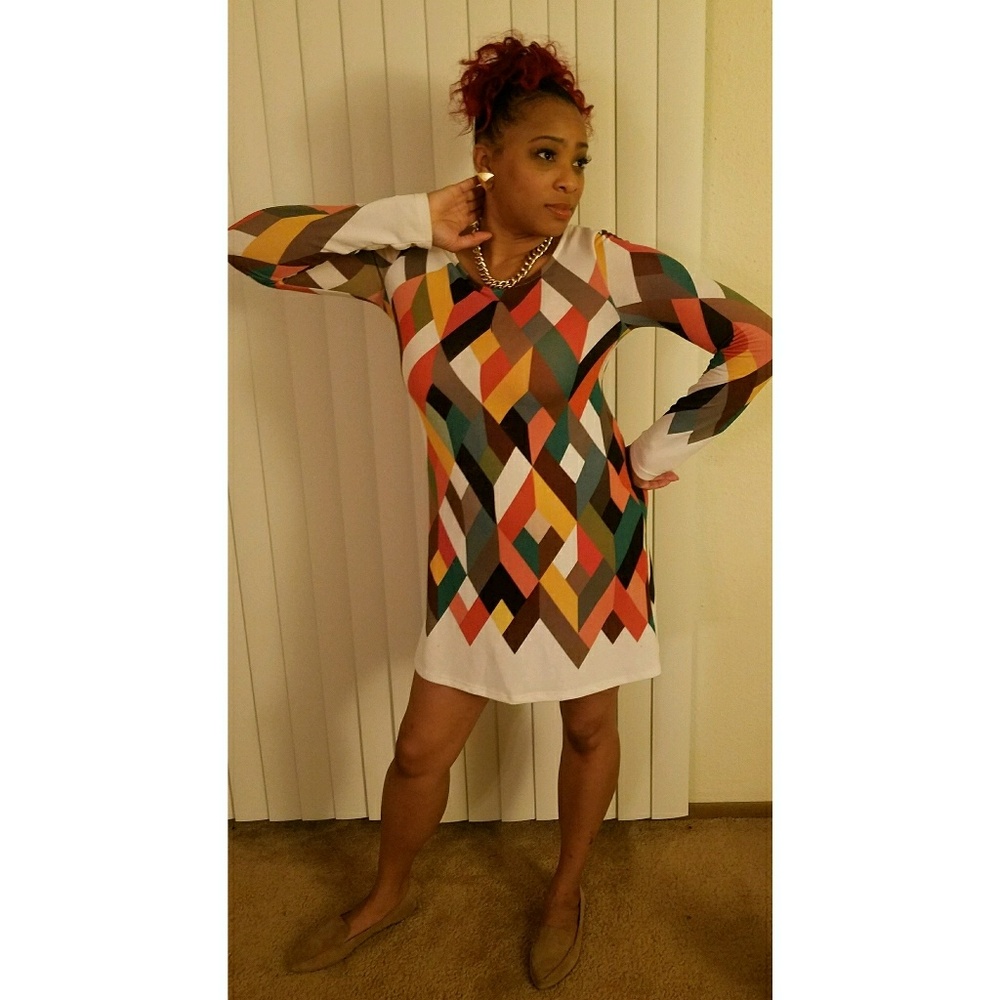 Retro Style Asymmetrical/Color Block Dress